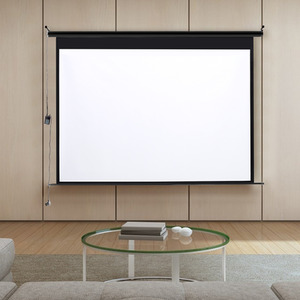 Large Electric Motorized Projector Screen - Black / 92 Inches by Livingandhome