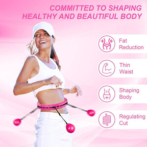 Abaseen Weighted Hula Hoop with Weight Ball 24 Knots Detachable - Pink by Abaseen