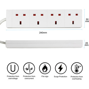 4-Way Extension Leads - White by BriStar