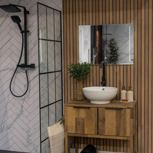 IP44 Bathroom Mirror Integrated LED Strip Touch Control and Demister Pad - Silver by ValueLights