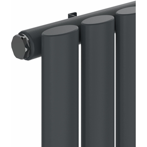 Oval Single Panel Vertical Radiator Anthracite 1800mm Tall - Anthracite / 59cm by Right Radiators
