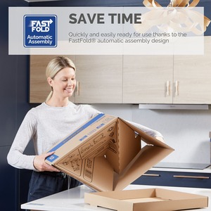 BANKERS BOX 10 Cardboard Moving Boxes Heavy Duty Double Wall Prime FastFold Box - Light Brown / 37L by BANKERS BOX