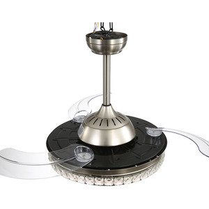 Ceiling Fan Light with Crystal Accents and Foldable Blades - Brushed Nickel by Livingandhome