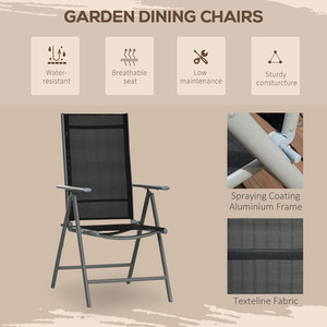Outsunny 7 Piece Garden Dining Set, Table and 6 Folding Chair - Black by Outsunny