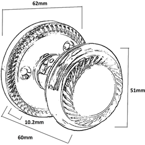 Door Knobs Round Georgian Roped Mortice Knob - Chrome Polished 62mm - Silver by Betley Butterfly