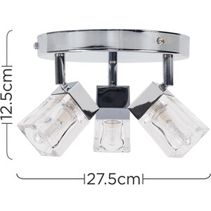 Ritz Ice Cube IP44 Rated 3 Way Bathroom Ceiling Spotlight and LED Bulbs - Silver by ValueLights