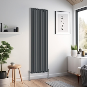 Oval Single Panel Vertical Radiator Anthracite 1800mm Tall - Anthracite / 59cm by Right Radiators