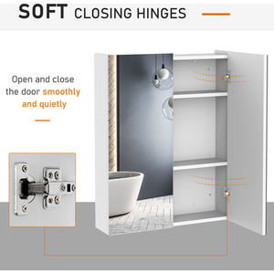 Wall Mount Mirror Cabinet Bathroom Storage - White