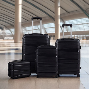 4PCS Lockable Travel Suitcase Set - Black by Livingandhome