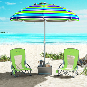Outsunny Set of 2 Folding Beach Chair with Carry Bag - Green by Outsunny