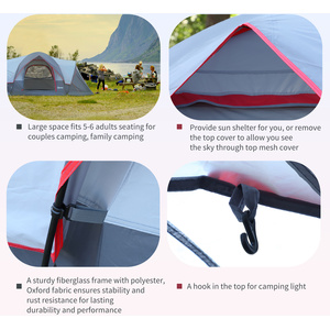 Outsunny 5 to 6 Man Dome Camping Tent - Grey by Outsunny