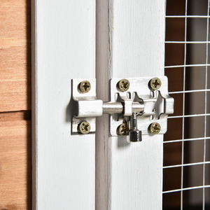 PawHut Two-Tier Wooden Pet Hutch with Wheels, Run - Yellow by PawHut