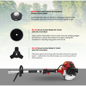 52cc Long Reach Petrol Multi Tool Strimmer, Hedge Trimmer, Pruner, Brush Cutter by BU-KO
