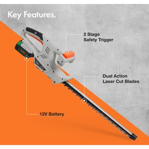 F-Series Cordless Hedge Trimmer 12V - Grey by VonHaus