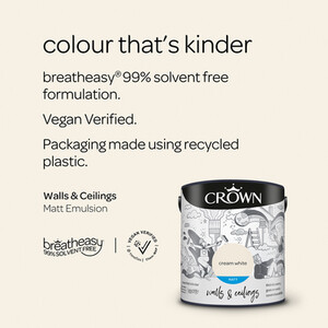 Crown Matt Breatheasy Emulsion Paint - Cream White by Crown Paints