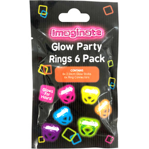 Pack of 6 Glow Party Rings by Imaginate