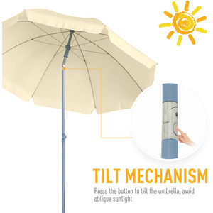 Outsunny Outsunny Beach Umbrella Parasol - Cream white by Outsunny
