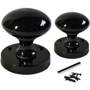 Door Knobs Round Victorian Mortice Knob Sprung - Black Nickel 56mm - Black by Betley Butterfly