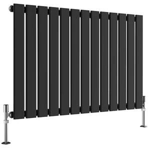 Flat Panel Horizontal Designer Radiators - Black / 46mm / 836.4W / 884mm