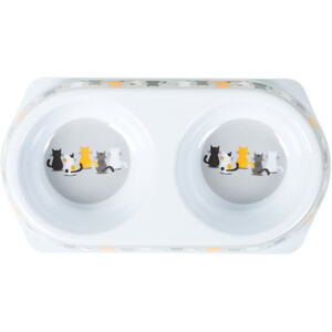 Melamine Double Cat Bowl - White