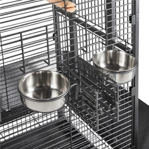 Rolling Metal Bird Cage with Playtop - Black by Yaheetech