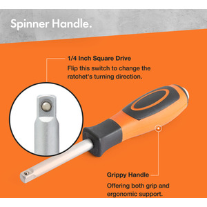 130pc Socket and Bit Set with 72 Teeth Ratchet Handle - Grey by VonHaus
