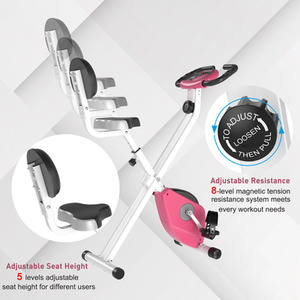 HOMCOM Magnetic Resistance Foldable Exercise Bike - Pink by HOMCOM