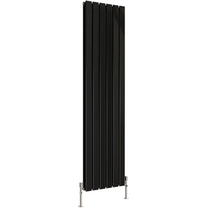 Flat Panel Vertical Designer Radiators - Black / 1600mm / 408mm / 58mm