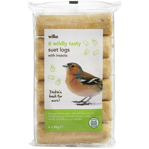 Pack of 6 Wild Bird Wildly Tasty Suet Logs with Insects 90g