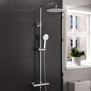 Nes Home Round Exposed Thermostatic Mixer Shower Set With Shower Head - Chrome by Nes Home