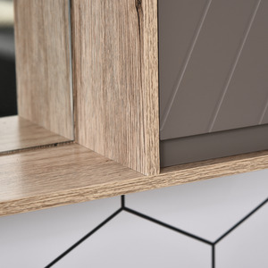 HOMCOM Wall Mounting Bathroom Cabinet Mirror - Grey & Oak Brown by HOMCOM