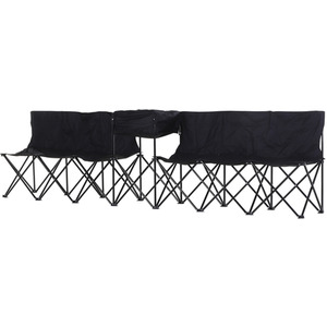 Outsunny 6 Seat Folding Bench - Black by Outsunny