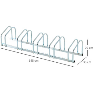 HOMCOM Bike Stand Parking Rack 2022 - Silver / 145L x 33W x 27H cm by HOMCOM