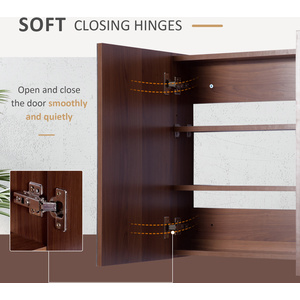 HOMCOM Double Door Bathroom Mirrored Cabinet - Light Walnut by HOMCOM