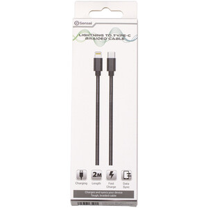 Lightning to Type-C Braided Cable 2m - Black