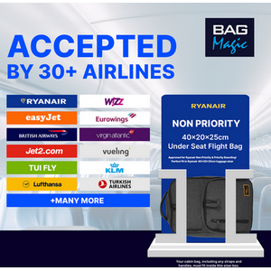 Bordlite RyanAir Cabin Approved Holdall on Wheels - 20L, 45x25x20cm - Black by Bordlite