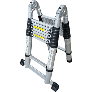 Lightweight Aluminium Hinged Telescopic Extendable Multi-Position Ladder - silver by Samuel Alexander