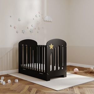Bonnie Cot Black with Drawer and Mattress - Black by Viculii