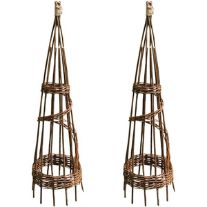 1.2m Spiral Willow Garden Obelisk - Brown / 2 by Selections