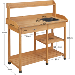 Wooden Potting and Planter Bench - Wood by Yaheetech