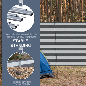 Outsunny Camping Windbreaks Beach Wind Shield Shelter - Grey and White by Outsunny