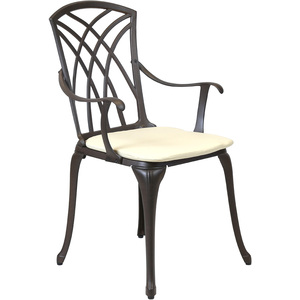 Metal Cast Aluminium 7 Piece Garden Furniture Table Patio Set With Cushions - Bronze, Cream by Charles Bentley