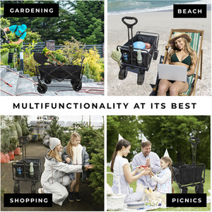 Folding Wagon Multipurpose Trolley - Black by WMR