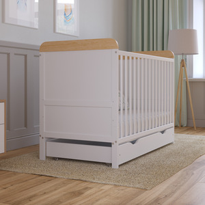 Levi Cot Bed With Drawer And Mattress - White/Pine by Love For Sleep