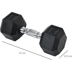 HOMCOM Hex Dumbbell Rubber Weights Sets - Black-2x10kg / 20kg by HOMCOM