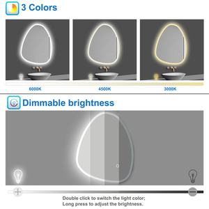 Asymmetrical LED Bathroom Mirror Dimmable Anti-Fog - White by AicaBathroom
