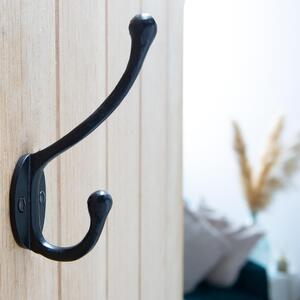 35x125mm Rounded Hat Coat Hook Black - Black by Hammer and Tongs