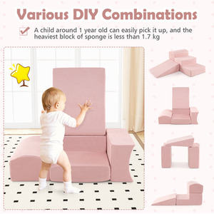 5-Piece Climb and Crawl Playset - Pink by Costway