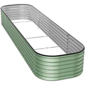 Silver Galvanized Steel Oval Raised Garden Bed by Livingandhome