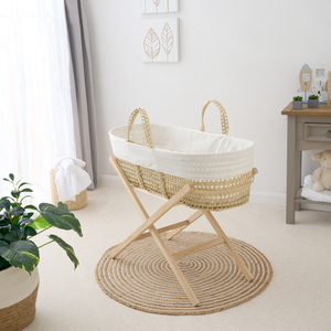 Scandi Palm Moses Basket - Cream by Clair de Lune